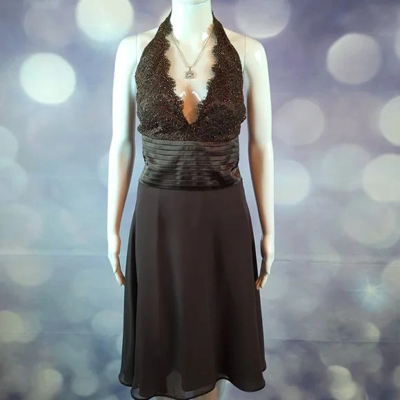 JS Boutique | Dresses | Js Boutique Brown Sequin Sleeveless Knee Length  Dress A Line Fit Flare Size 2 | Poshmark